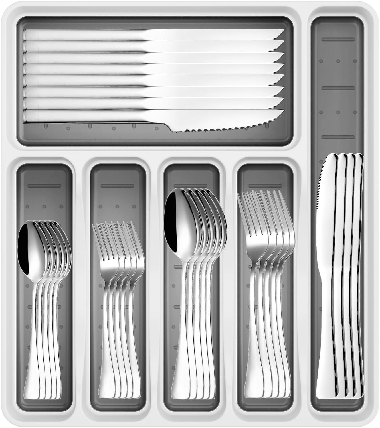49-Pc Silverware Set, 8 Places, with Organizer, Forks, Spoons & Steak Knives