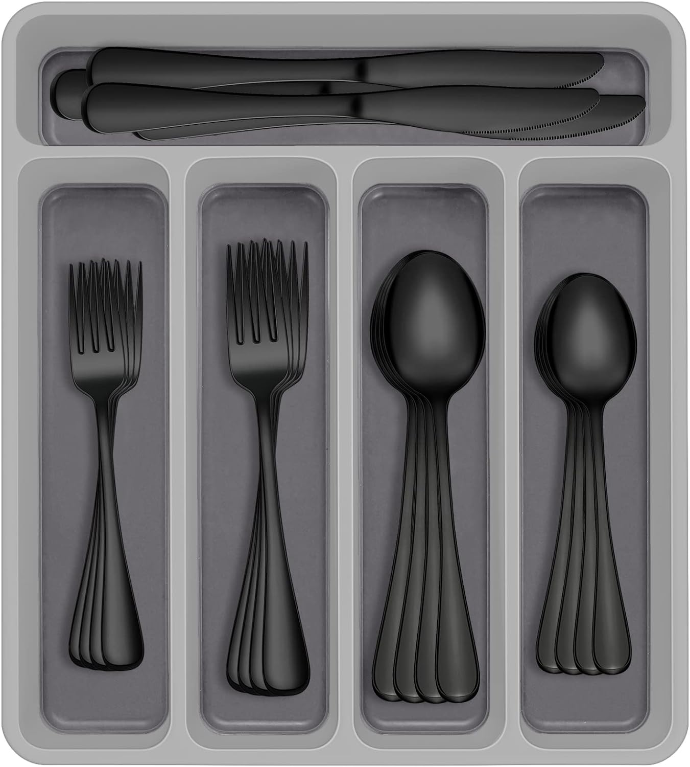 60-Pc Silverware Set, 12 Places, with Organizer, AIVIKI, Dishwasher Safe