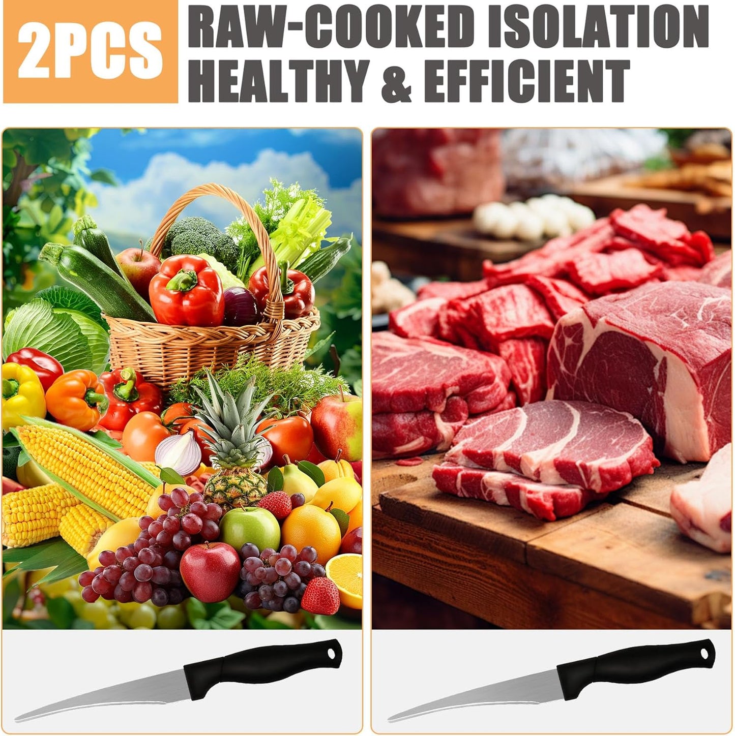 2-Pack Curved Paring Knives, Ultra-Sharp, Concave Blade