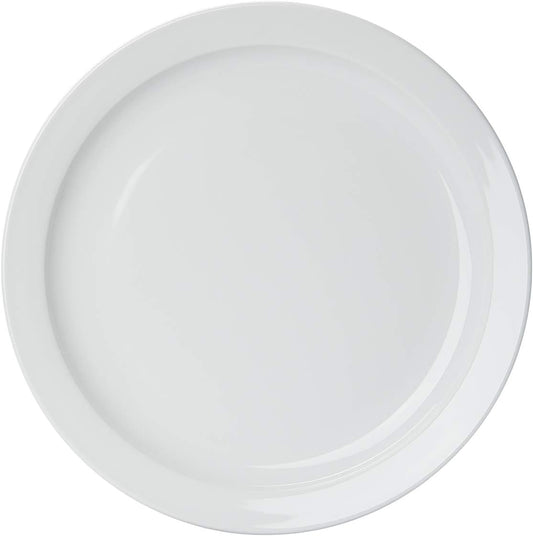 12-Pc Porcelain Plate Set, 9 Inch, Narrow Rim, White, Microwave Safe