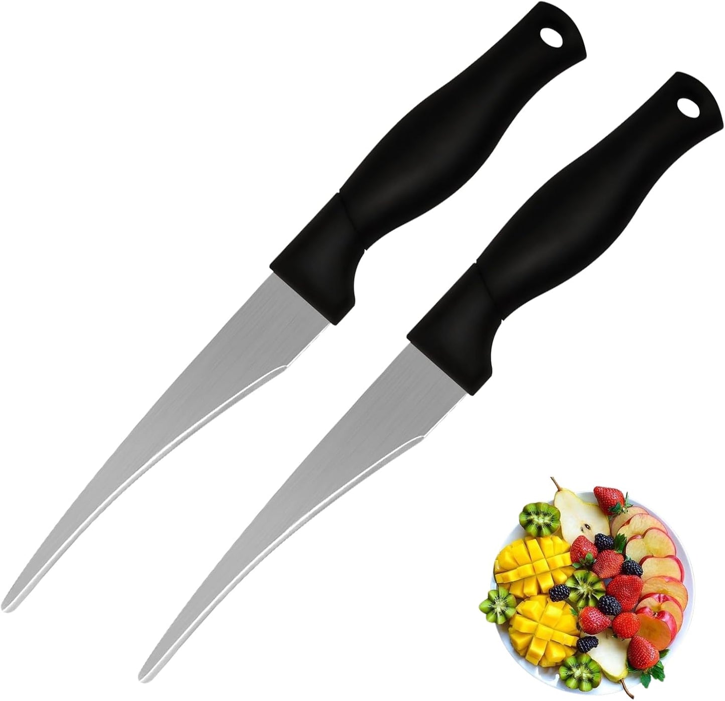 2-Pack Curved Paring Knives, Ultra-Sharp, Concave Blade