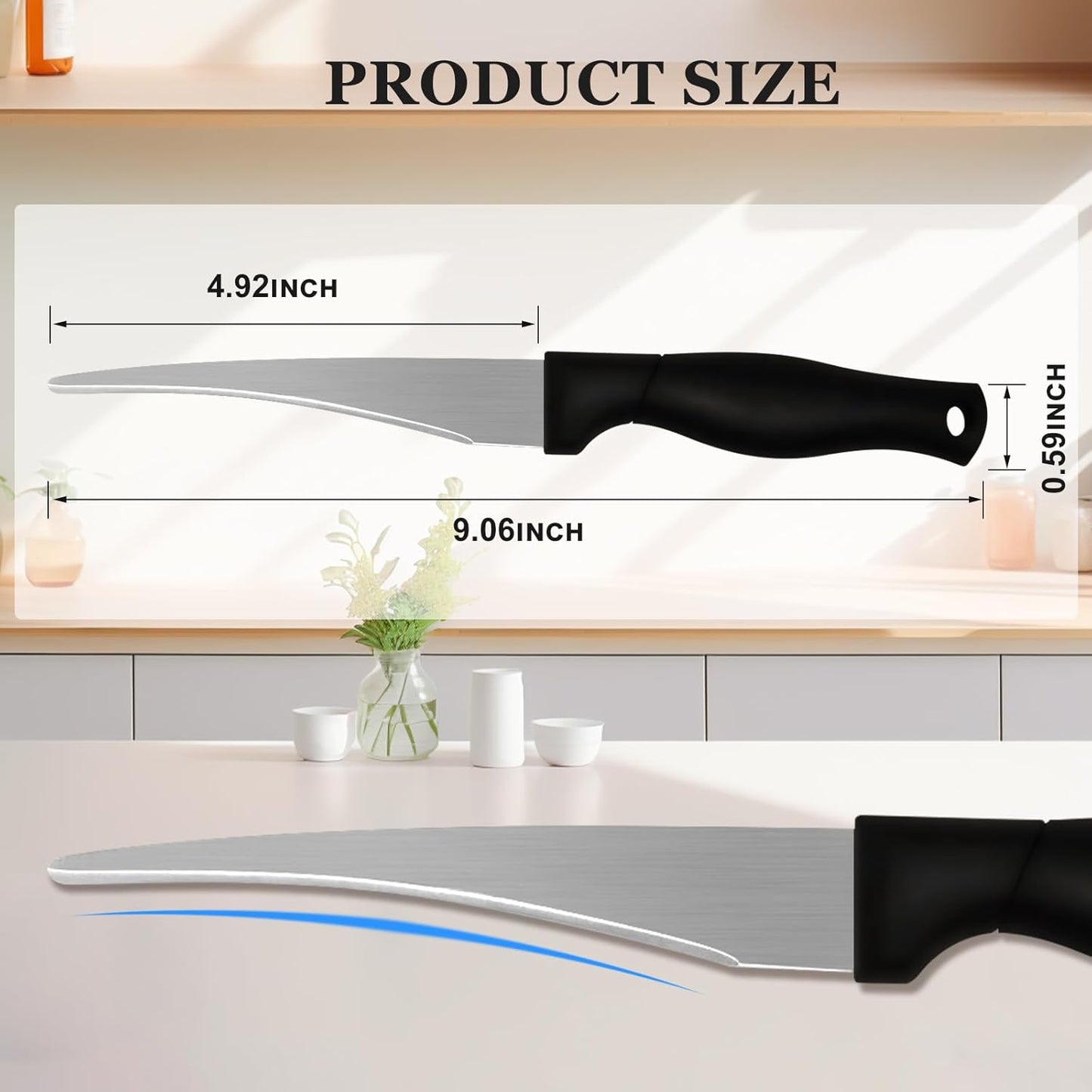2-Pack Curved Paring Knives, Ultra-Sharp, Concave Blade