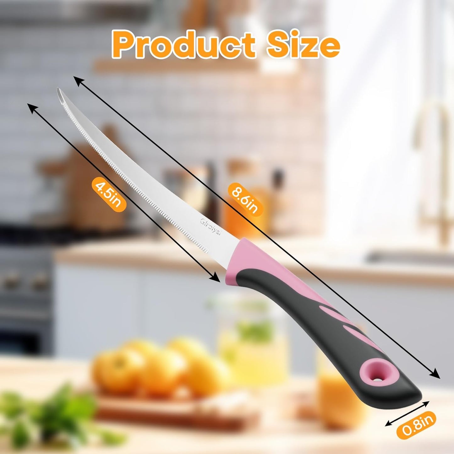 3-Pack Tomato Knives, Serrated, Ultra-Sharp, Non-Slip Handles