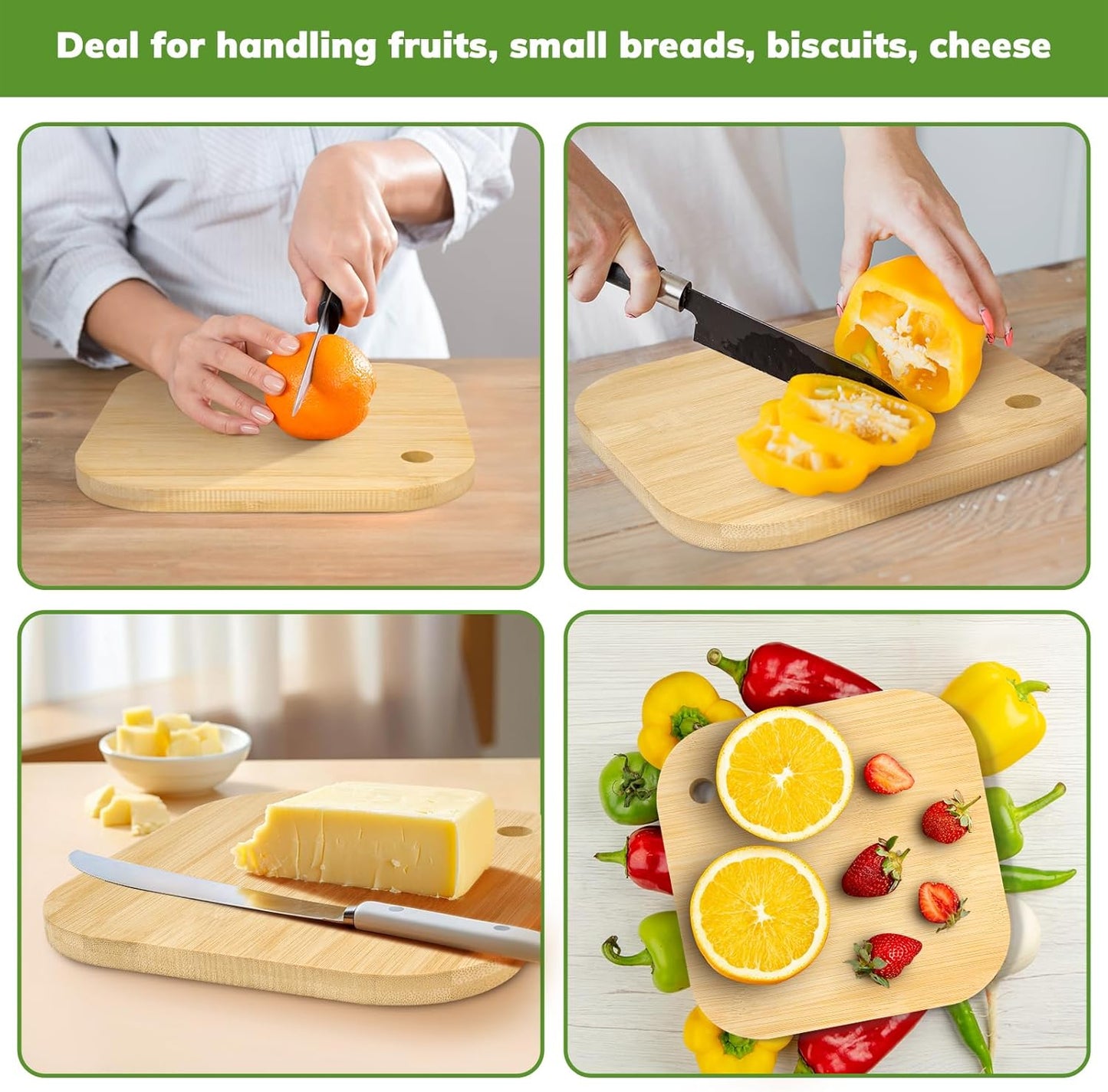 Small Bamboo Cutting Board, 8 Inch, Lightweight, for Camping