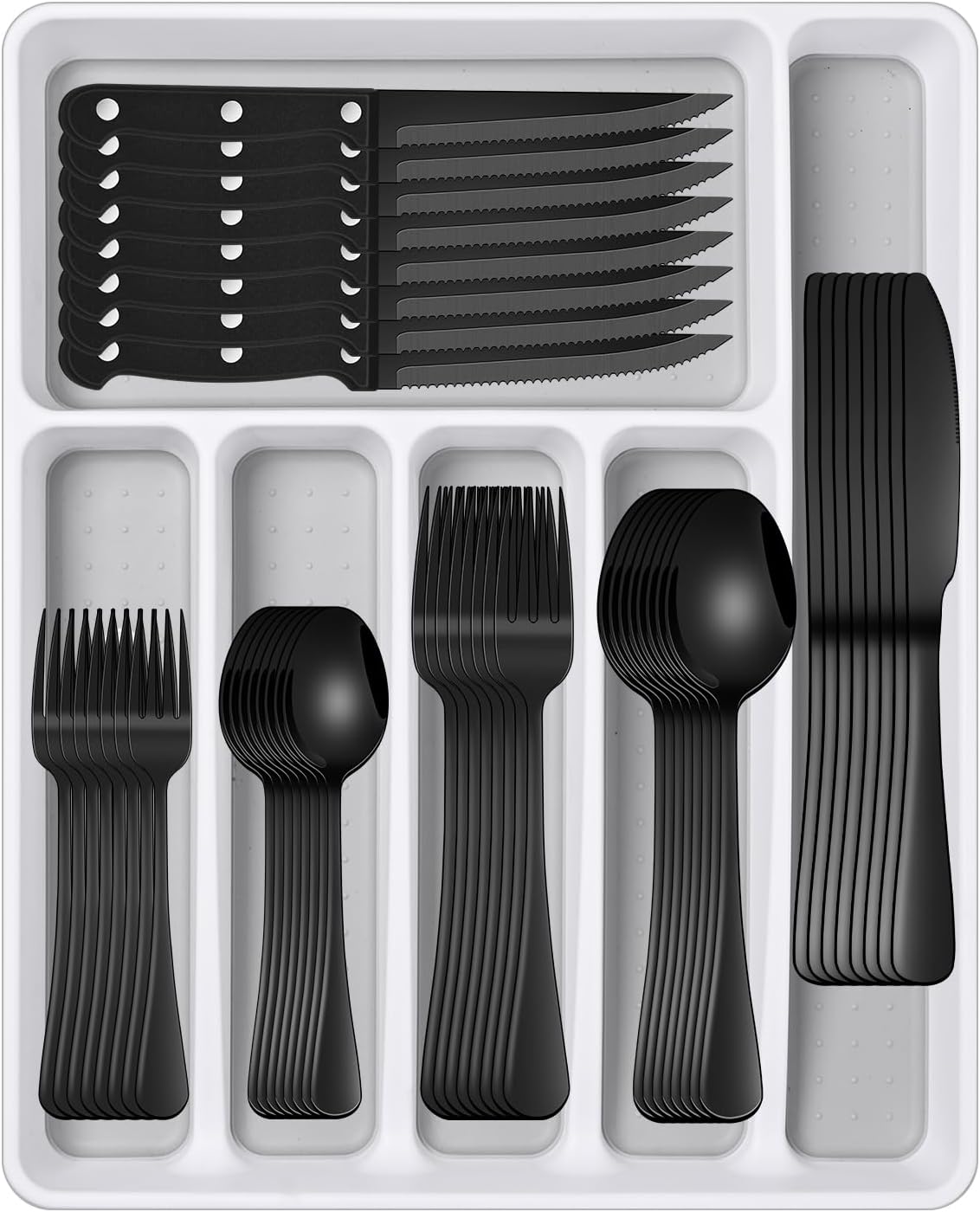 49-Pc Silverware Set, 8 Places, with Organizer & Steak Knives, Dishwasher Safe