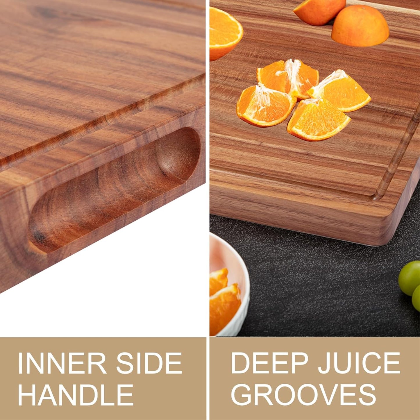 20-Inch Acacia Cutting Board, 1.5-Inch Thick, Reversible, with Juice Groove