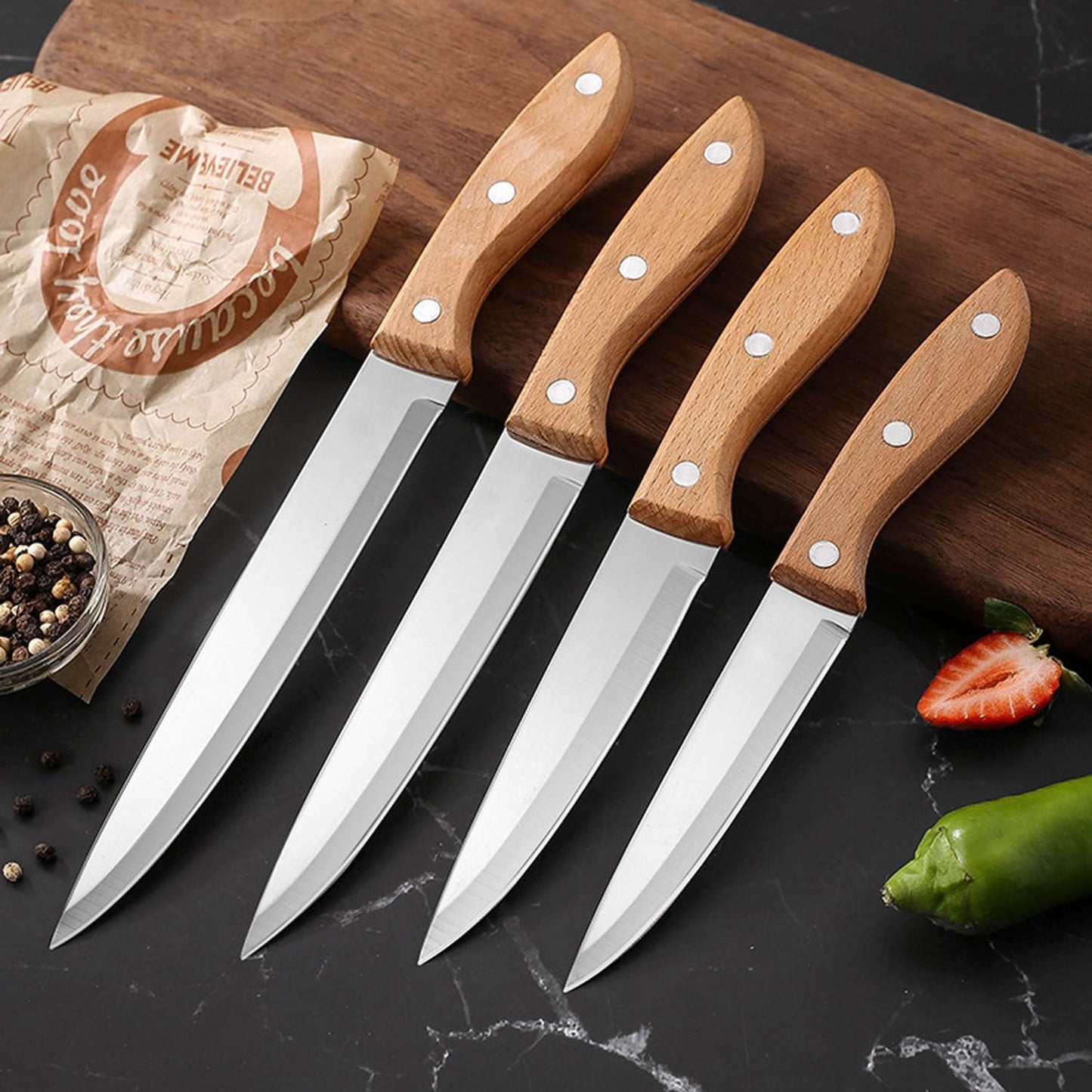 Paring Knife, Stainless Steel, Wood Handle, Ultra Sharp