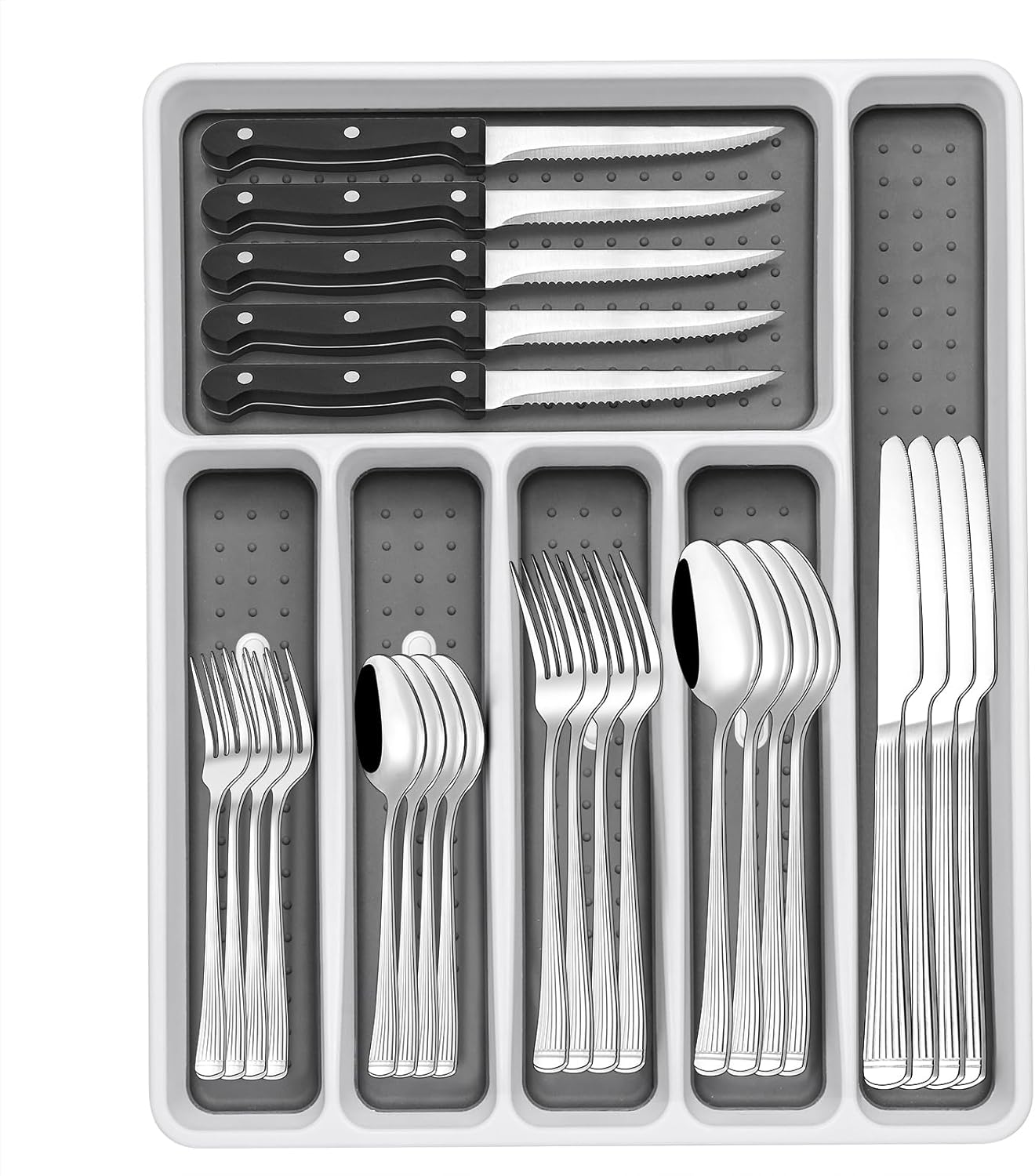 49-Pc Silverware Set, 8 Places, with Organizer & Steak Knives, Heavy Duty