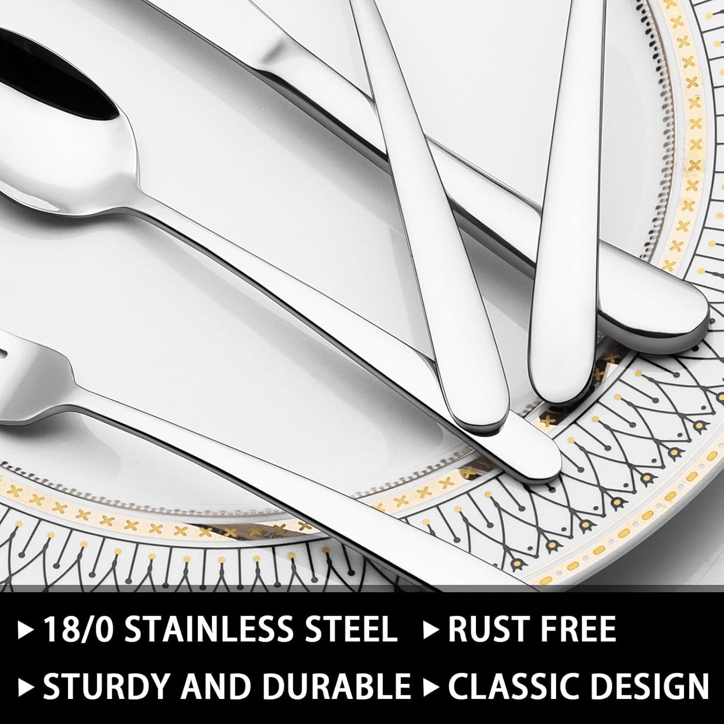 49-Pc Silverware Set, 8 Places, with Organizer & Steak Knives, Heavy Duty