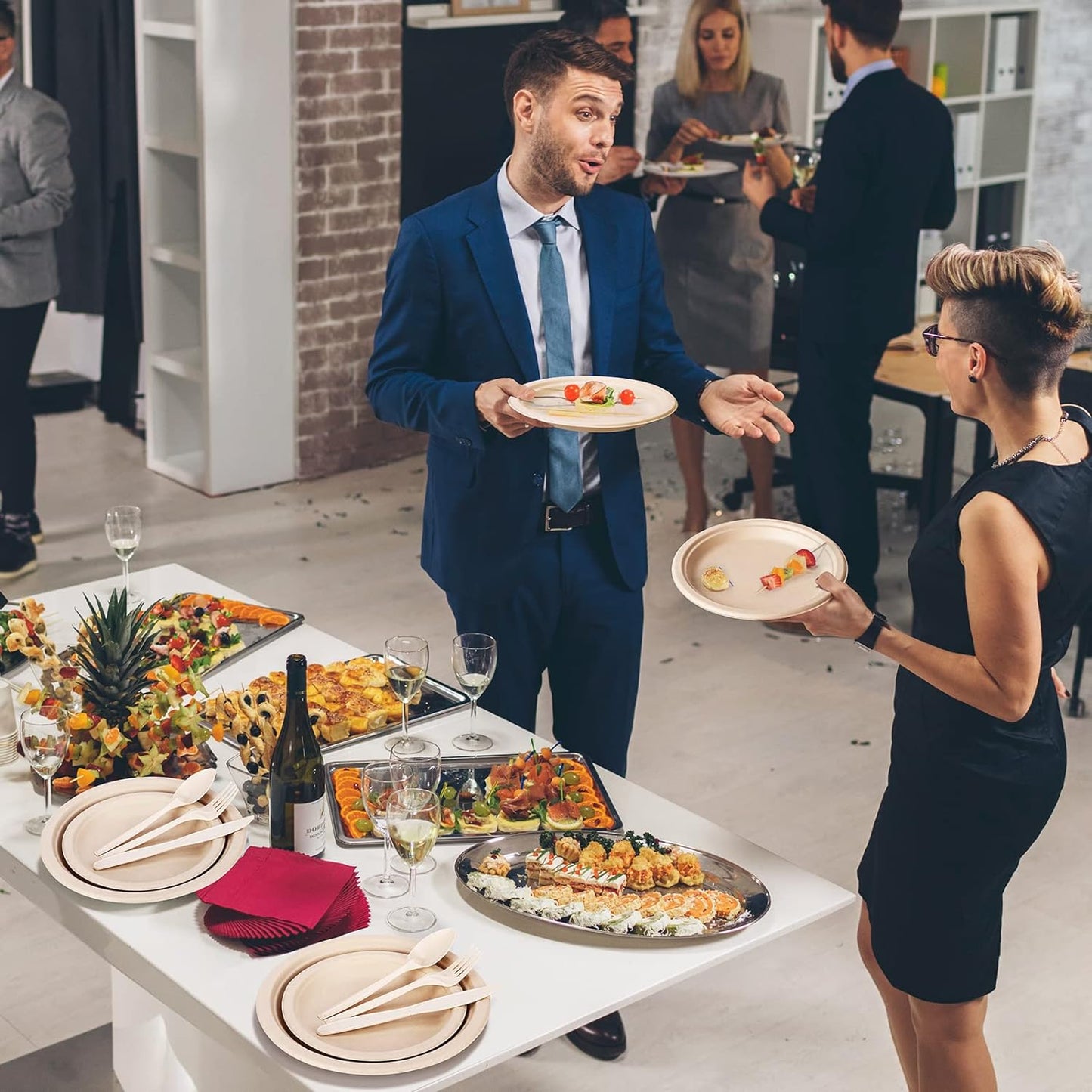 Gezond 250Pcs Disposable Set, Compostable Plates & Cutlery, Eco Friendly