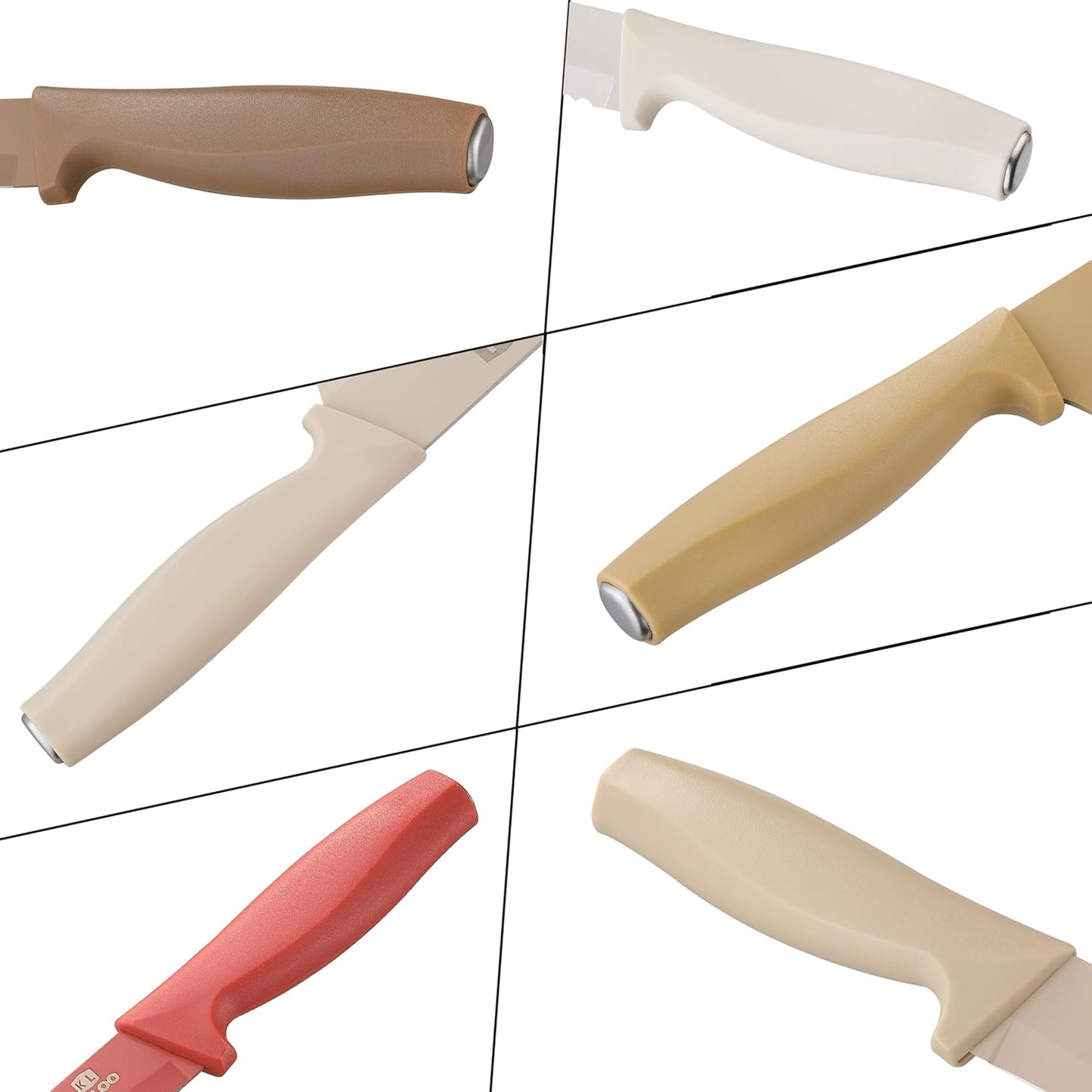 12-Pc Knife Set, Kaloo, Stainless Steel, with Guards, Dishwasher Safe, Brown