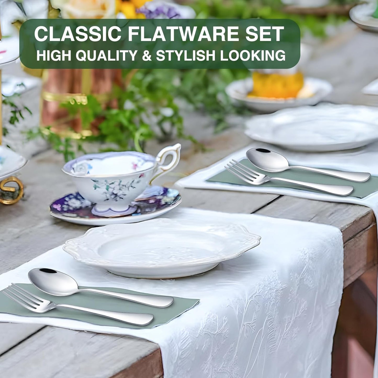 60-Pc Silverware Set, 12 Places, with Organizer, AIVIKI, Dishwasher Safe