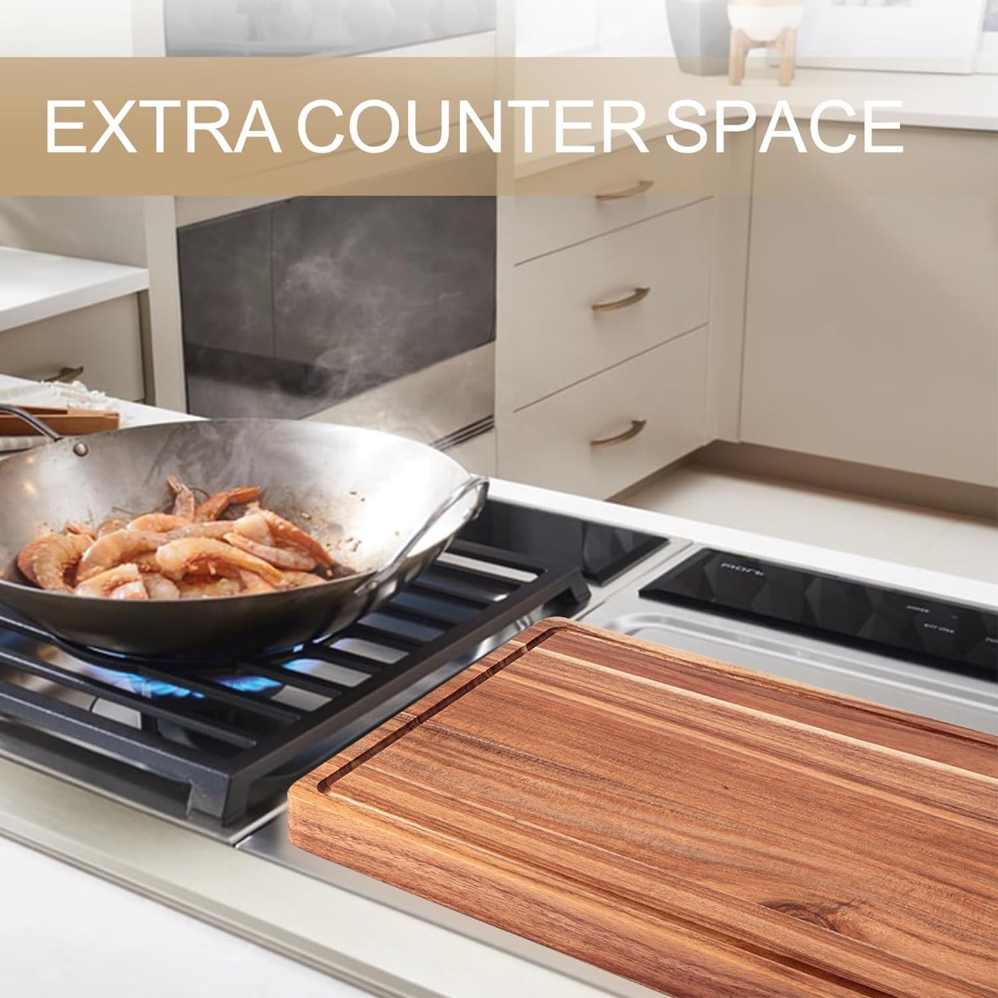 20-Inch Acacia Cutting Board, 1.5-Inch Thick, Reversible, with Juice Groove