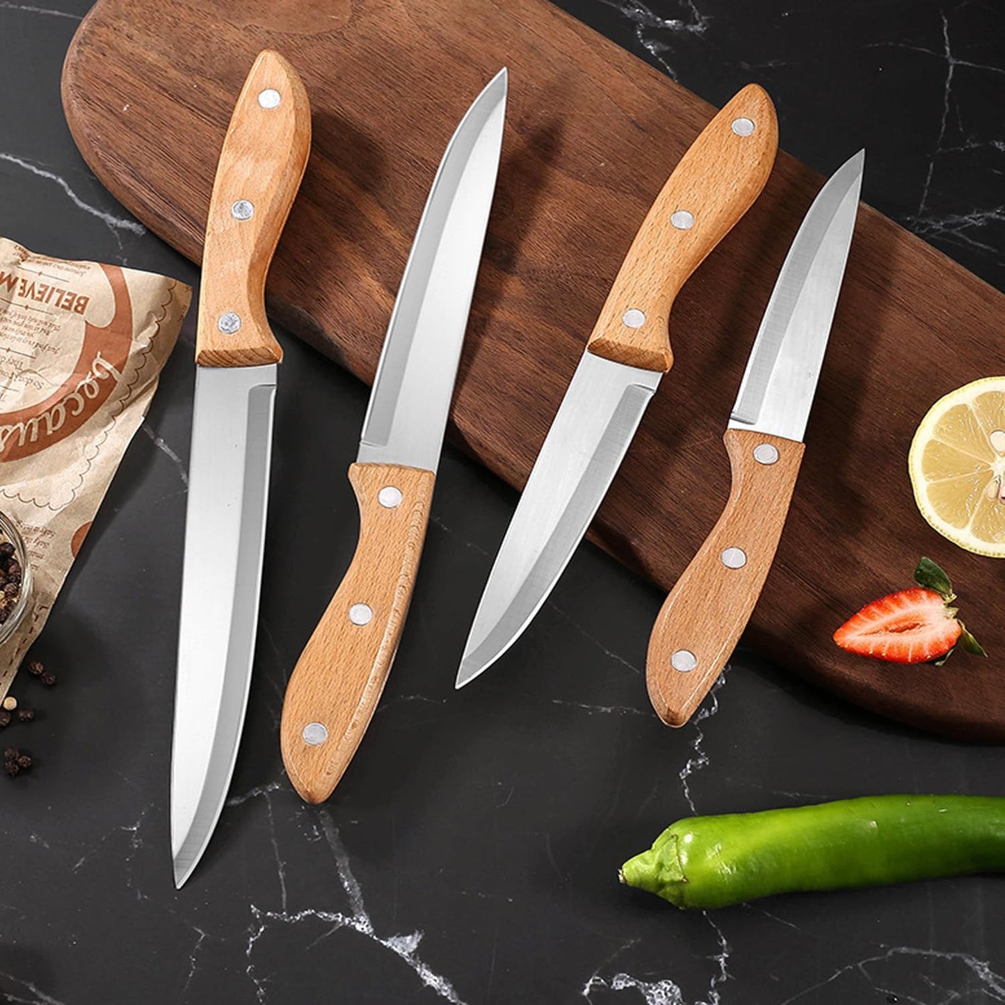 Paring Knife, Stainless Steel, Wood Handle, Ultra Sharp