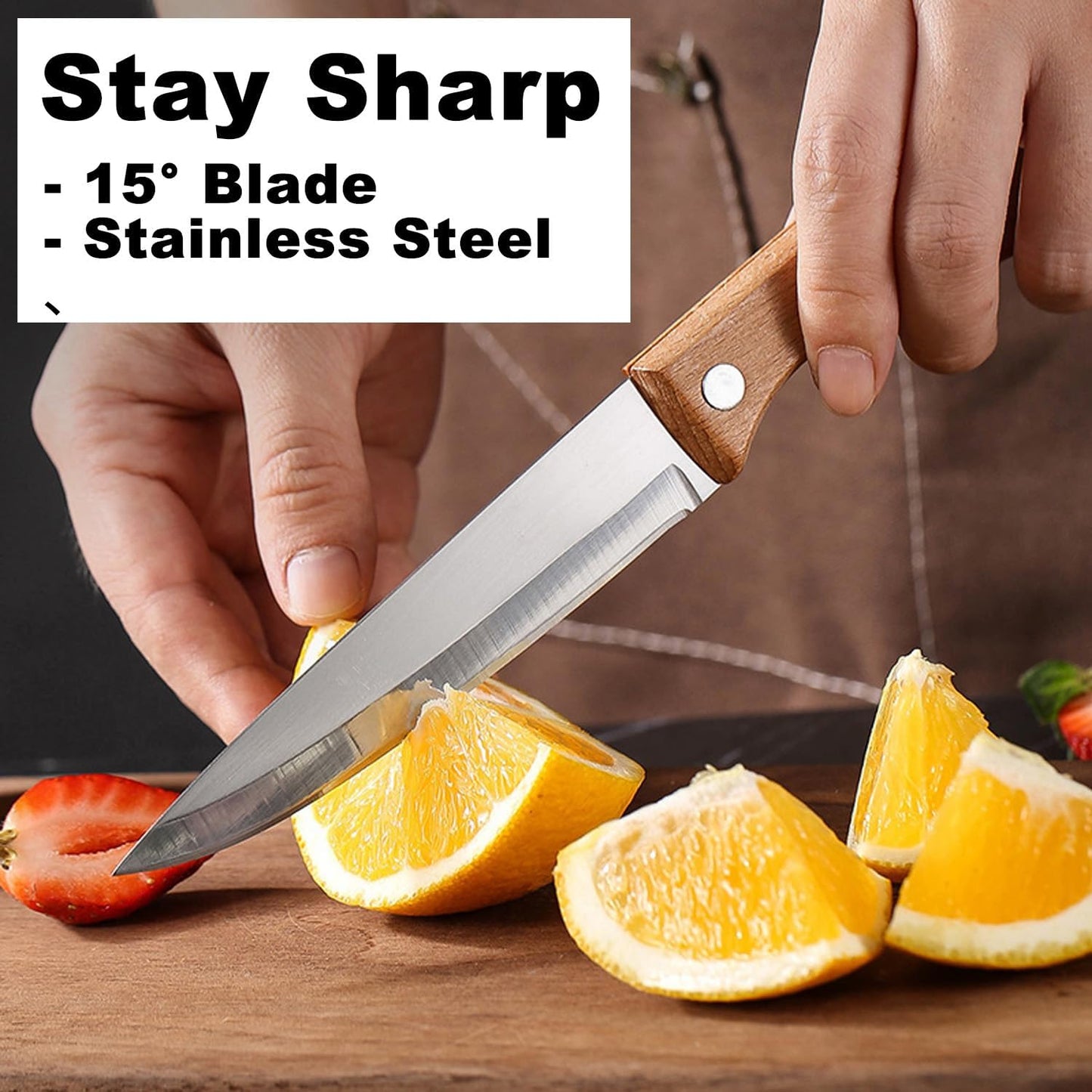 Paring Knife, Stainless Steel, Wood Handle, Ultra Sharp
