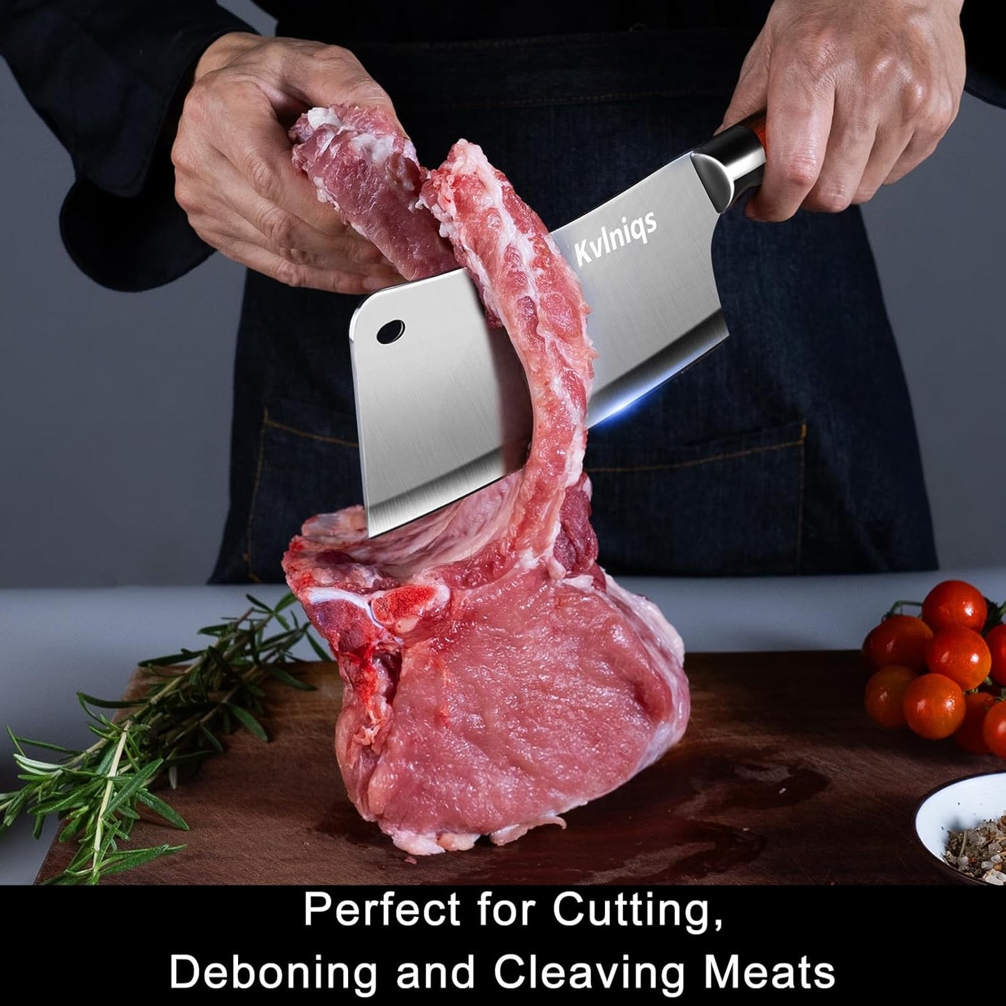 7-Inch Meat Cleaver, High Carbon Steel, Full Tang, Non-Slip Handle