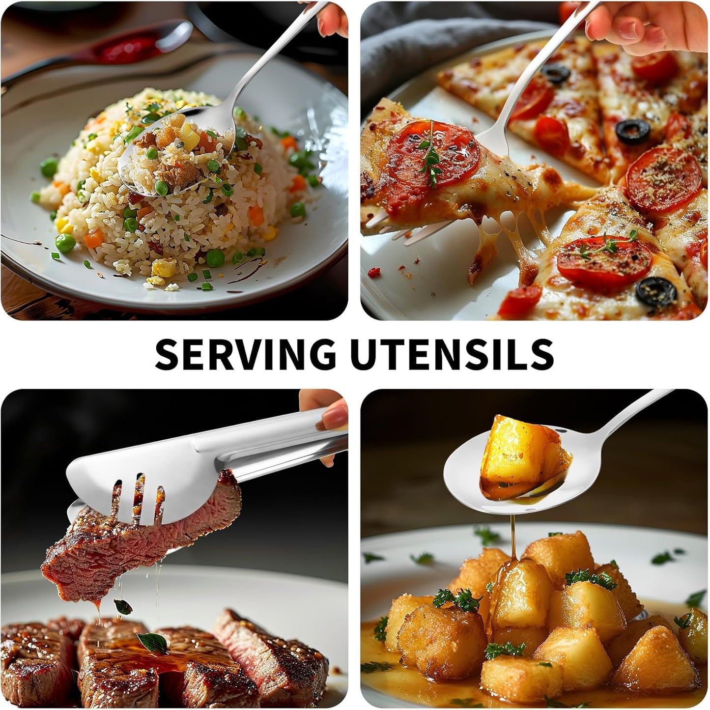 53-Pc Silverware Set, 8 Places, with Organizer & Steak Knives, Silver