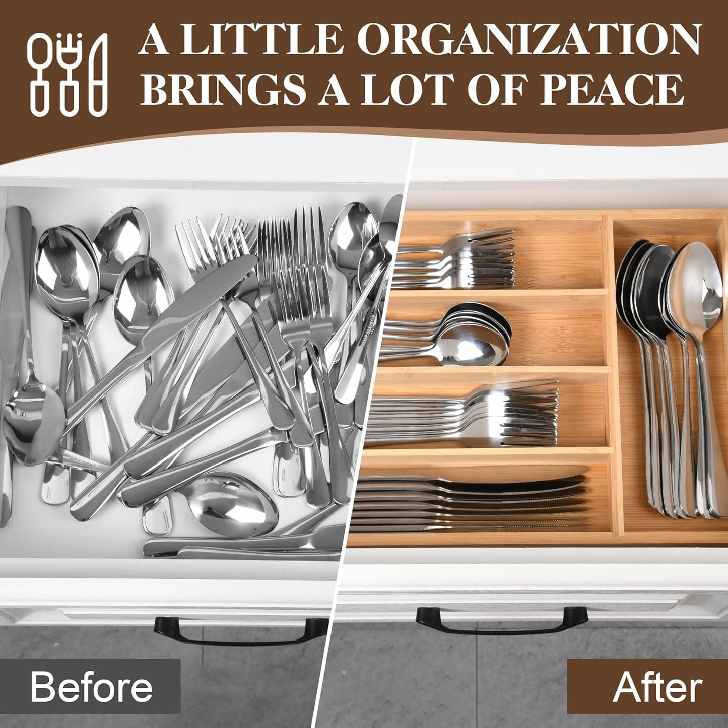 40-Pc Silverware Set, 8 Places, with Drawer Organizer, Rust-Proof