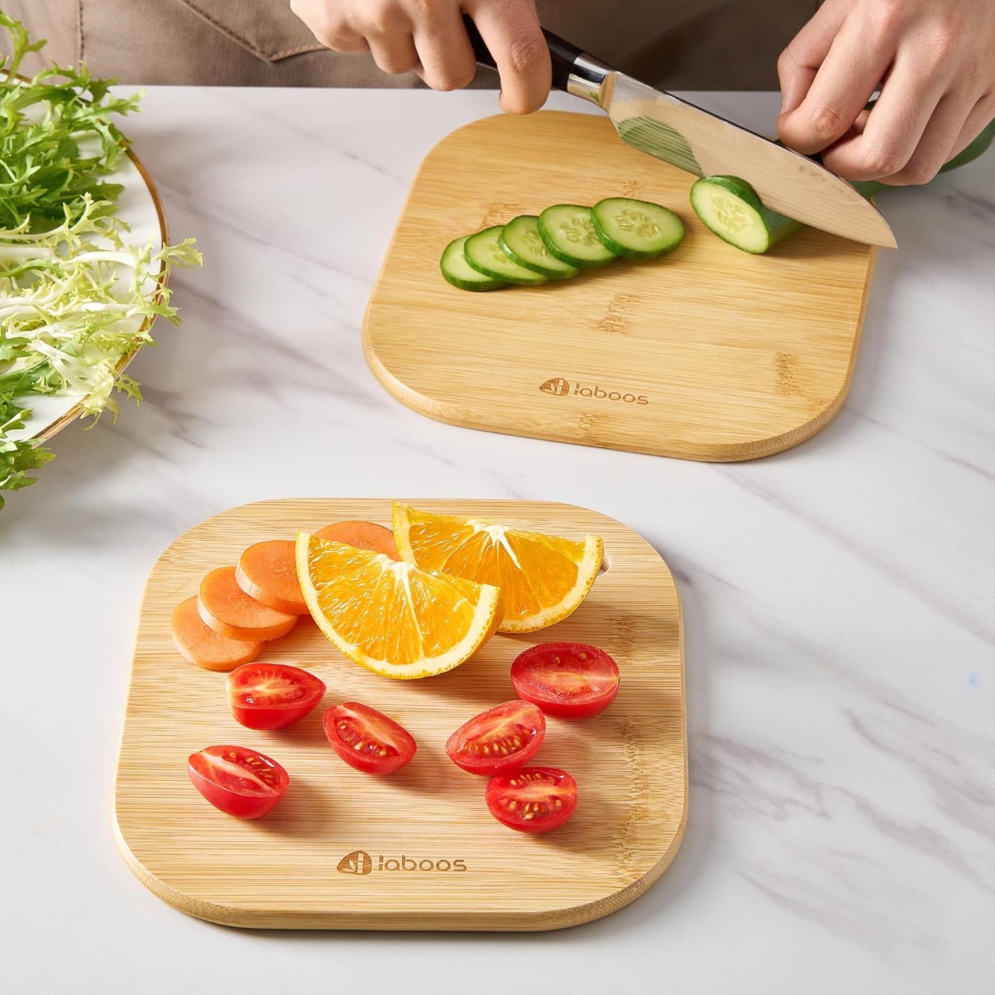 Home Mini Cutting Board, Set of 2, Solid Bamboo, Small