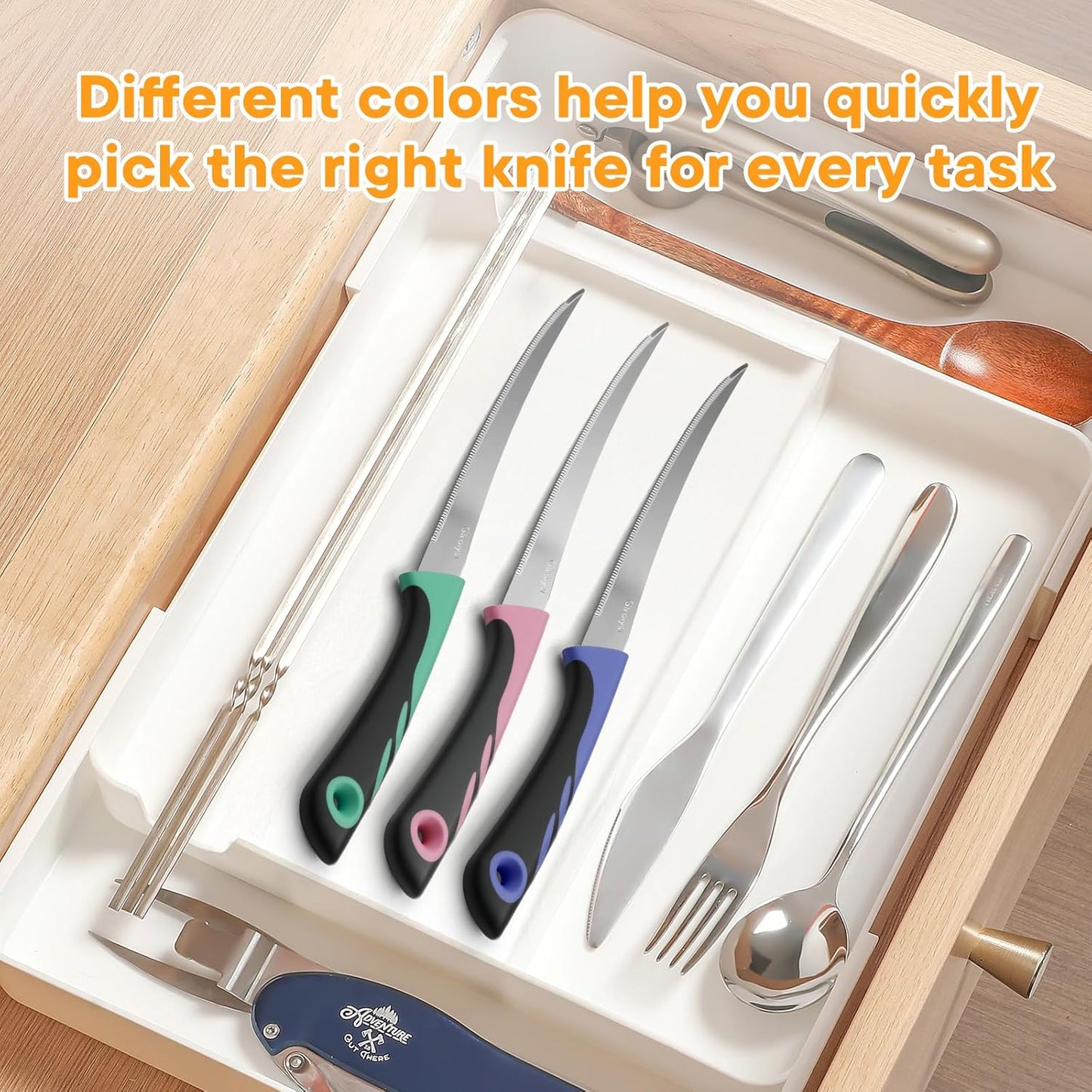 3-Pack Tomato Knives, Serrated, Ultra-Sharp, Non-Slip Handles