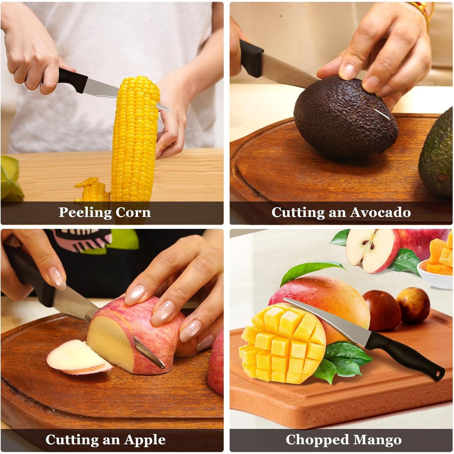 2-Pack Curved Paring Knives, Ultra-Sharp, Concave Blade