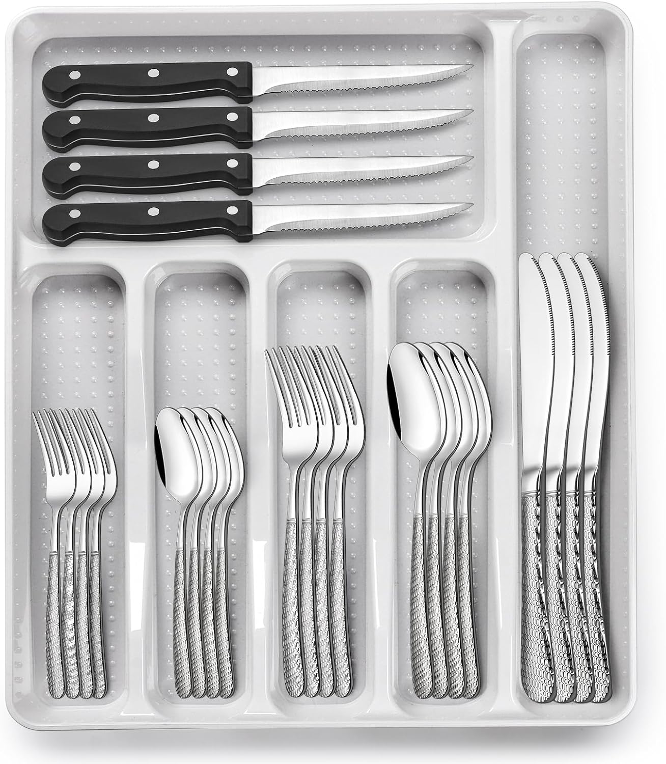 49-Pc Silverware Set, 8 Places, with Organizer & Steak Knives, Heavy Duty
