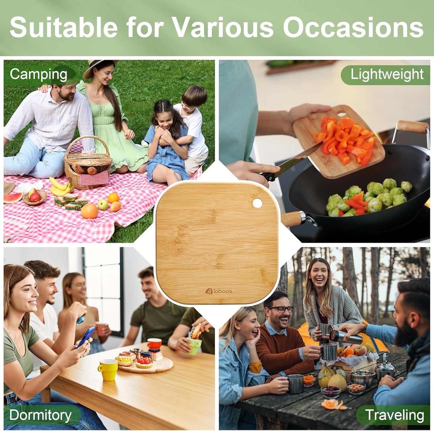 Home Mini Cutting Board, Set of 2, Solid Bamboo, Small