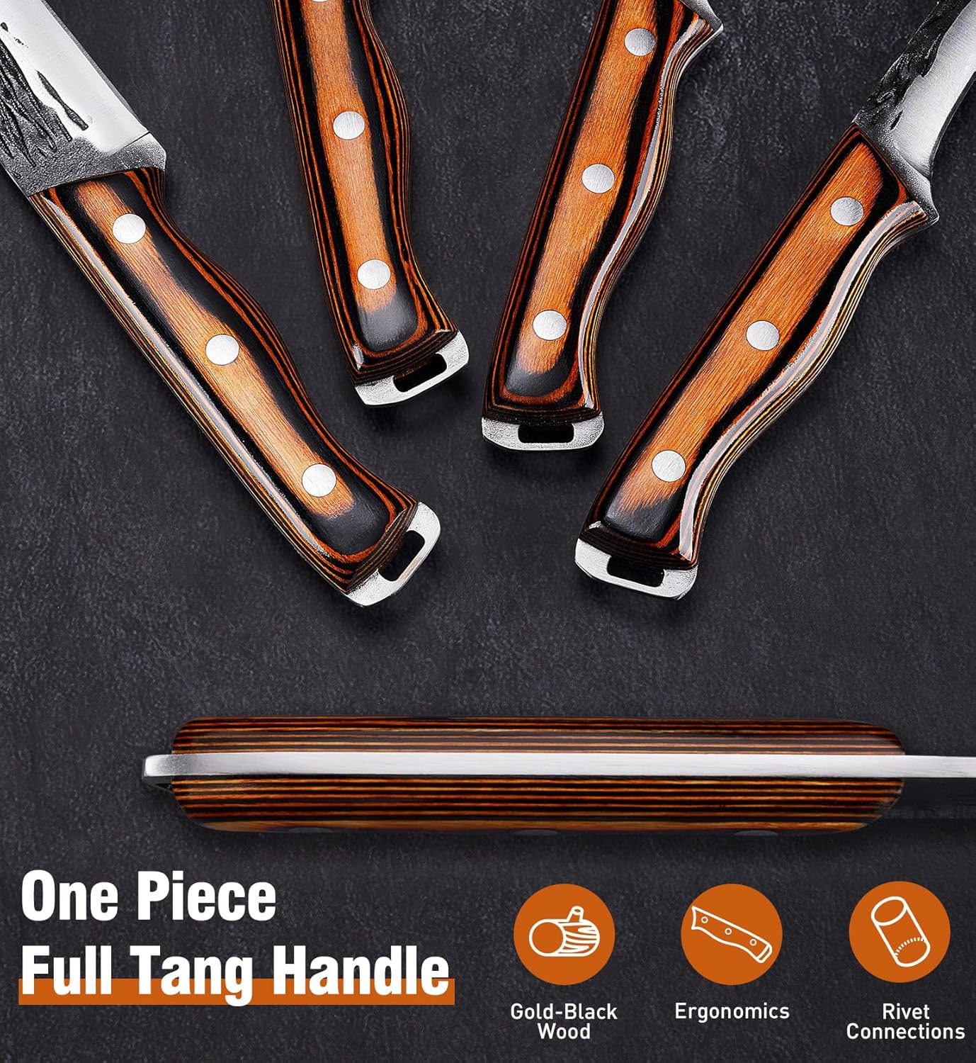 4-Pc Butcher Knife Set, Hand Forged, Heavy Duty, Meat Cleaver