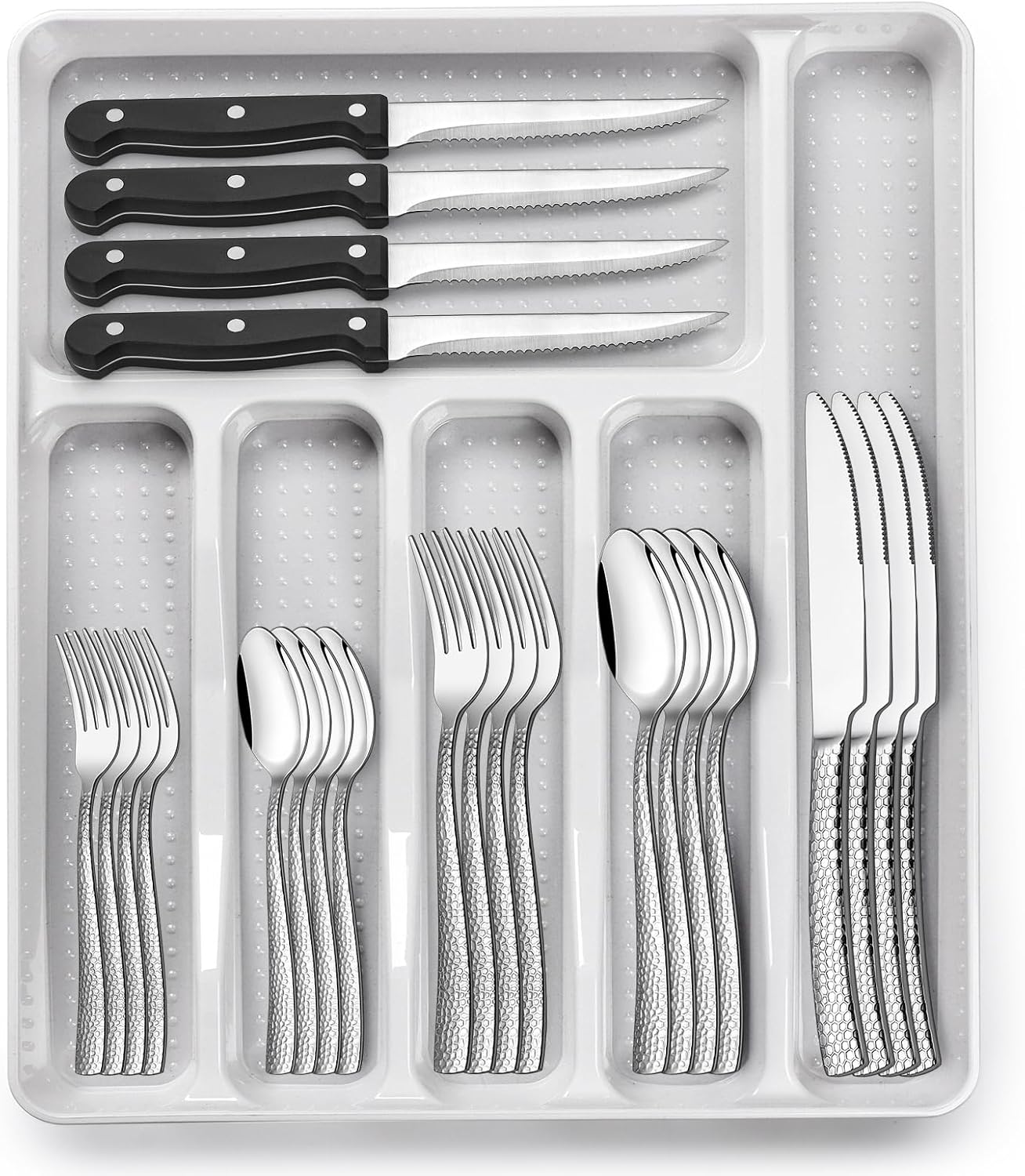49-Pc Silverware Set, 8 Places, with Organizer & Steak Knives, Heavy Duty
