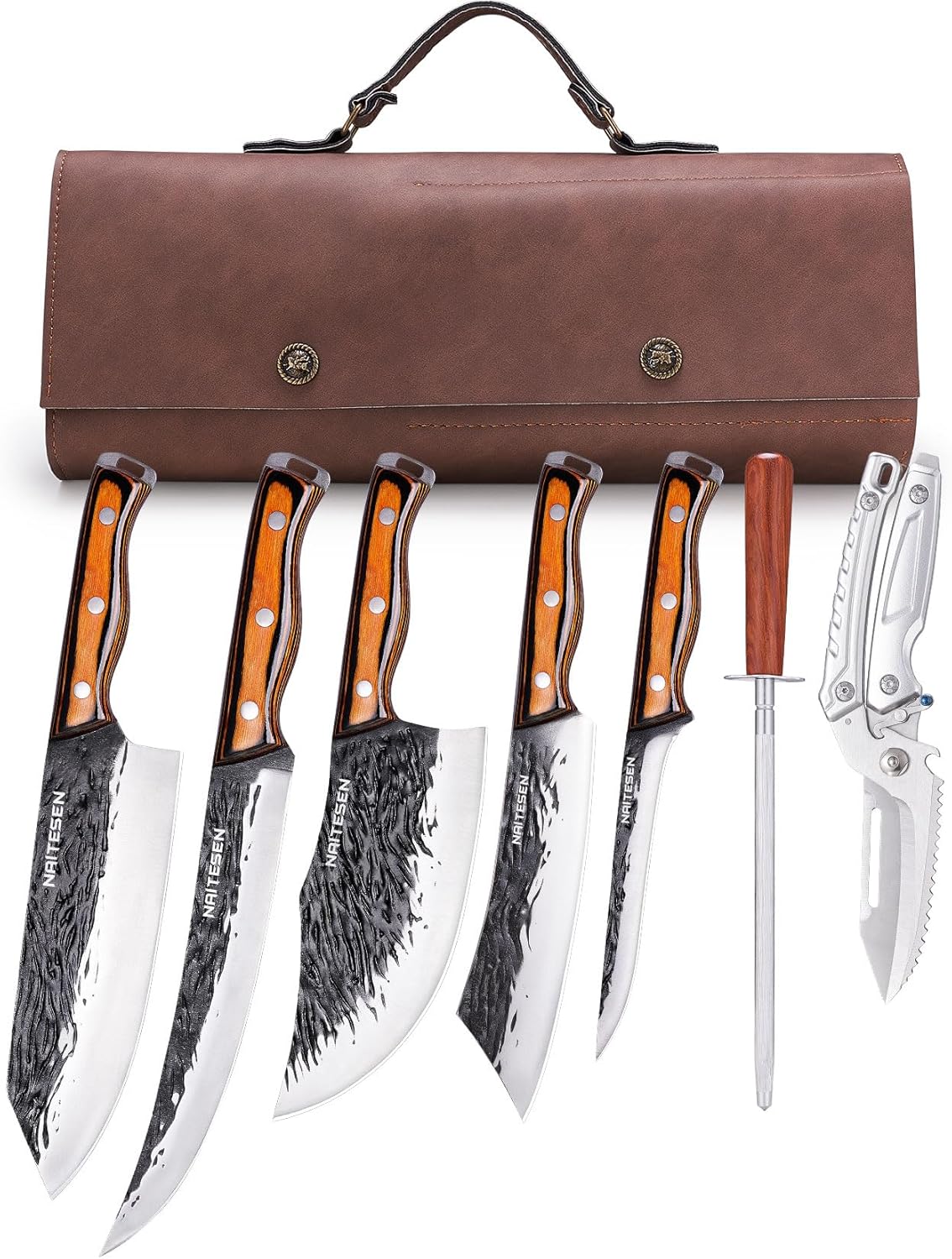 4-Pc Butcher Knife Set, Hand Forged, Heavy Duty, Meat Cleaver