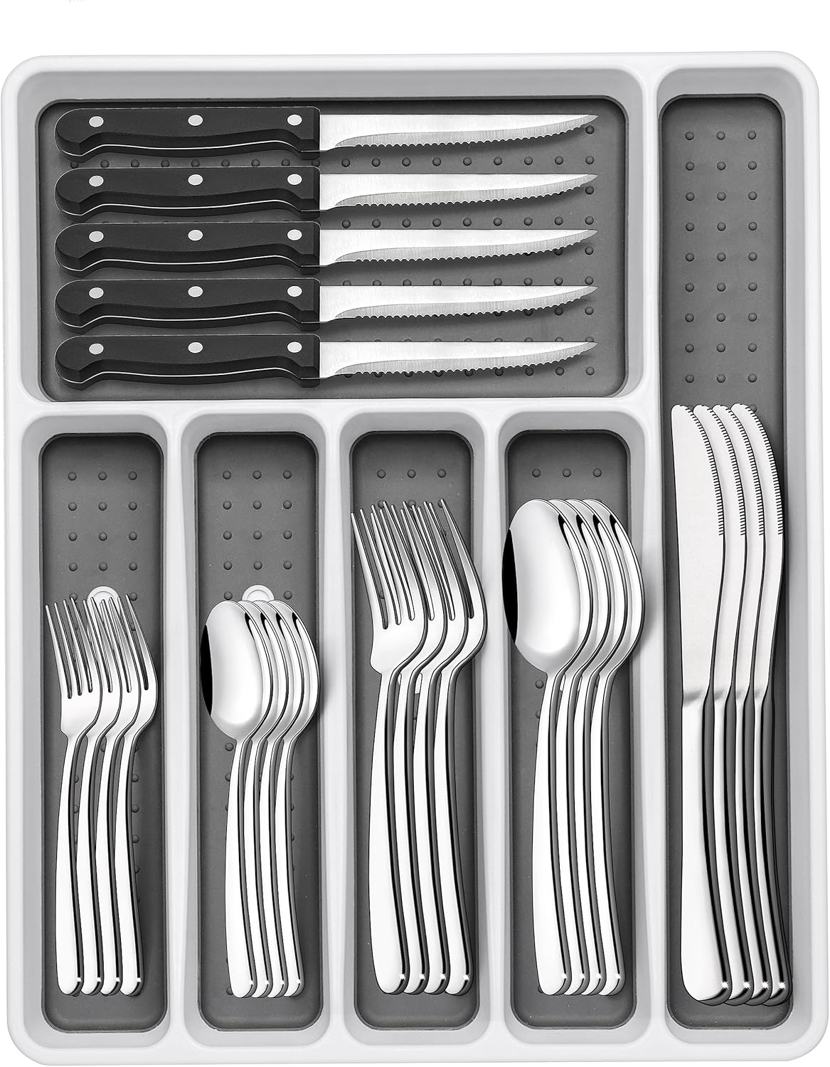 49-Pc Silverware Set, 8 Places, with Organizer & Steak Knives, Heavy Duty