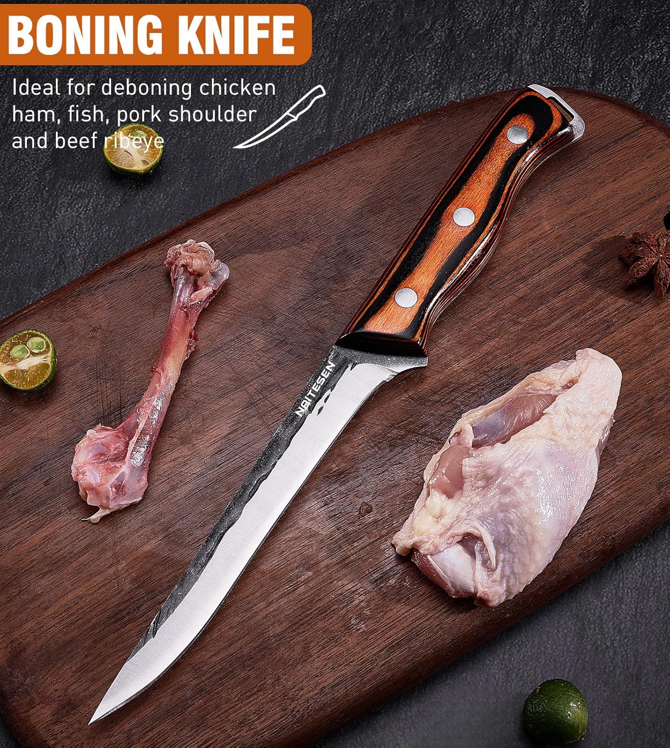 4-Pc Butcher Knife Set, Hand Forged, Heavy Duty, Meat Cleaver